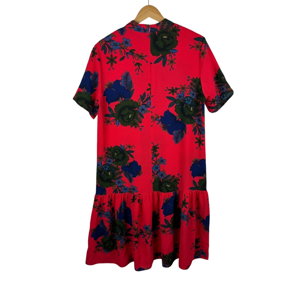 Jacqueline de Yong Red Floral Midi Dress‎ Size 38 Boho Cottage Lightweight Flowy - Picture 5 of 14